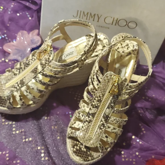 Jimmy Choo Wedge Shoes Python Print - Picture 11 of 15